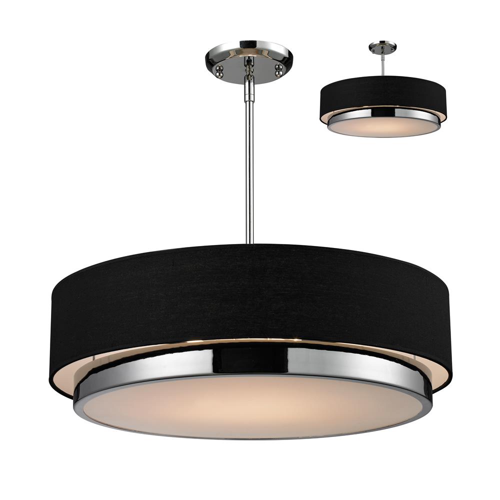 Z-Lite 187-22 3 Light Chandelier in Chrome with a black Shade